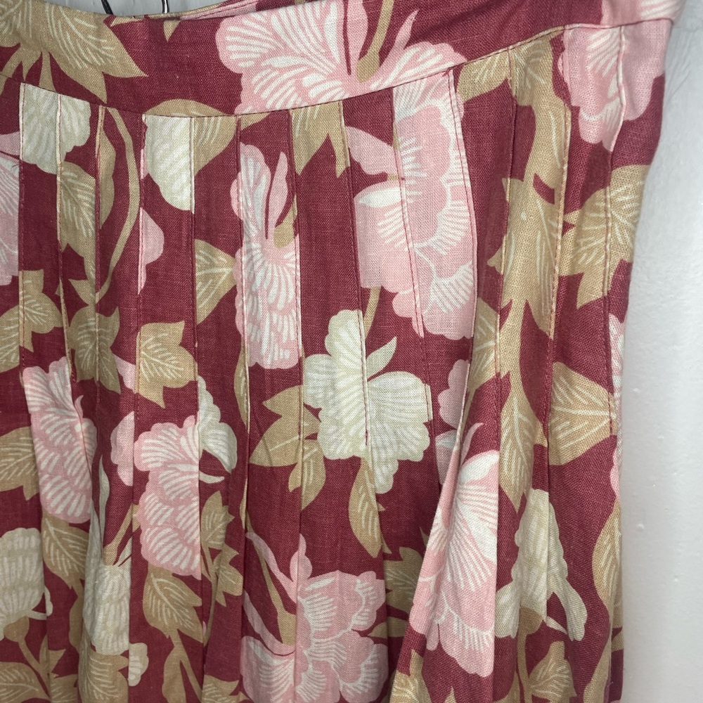 Rye Grass Pink Floral Linen Bend Skirt and top Set - Picture 8 of 12